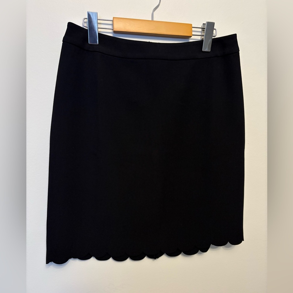Maison Jules Black Pencil Skirt with Scalloped Hem